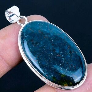 Bloodstone Gemstone 925 Sterling Silver Handmade Pendant Necklace